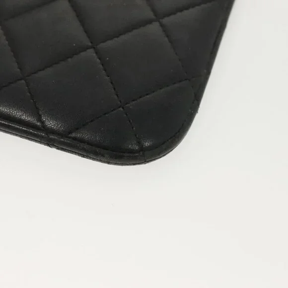 CHANEL Matelasse iPad Case Lamb Skin Black Silver CC Auth 141696 - Picture 5 of 16